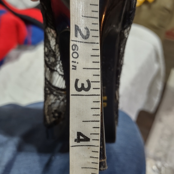 (Sh698) Deb,Black Lace Heels, 7.5,Open Toe - Picture 11 of 13